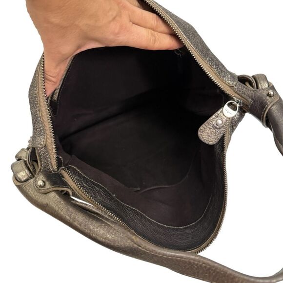 Salvatore Ferragamo Women's Gray Metallic Leather Shoulder Bag - Picture 6 of 11